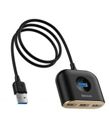 USB Hub Baseus Square Round 4 in 1 USB3.0 to USB3.0*1 + USB2.0*3 Черный (CAHUB-AY01)