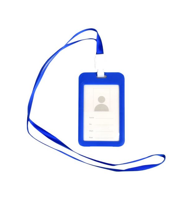 Бейдж на шнурке, вертикальный, цвет голубой – ATIS, 111 x 69 x 5 мм