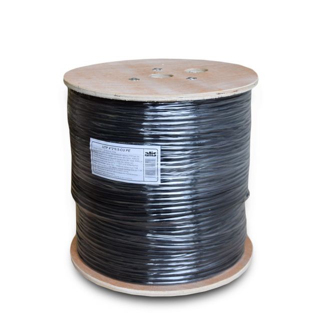UTP 4*2*0.5-CU PE кат.5е (UTP медь наружный) Wooden бухта 305 м