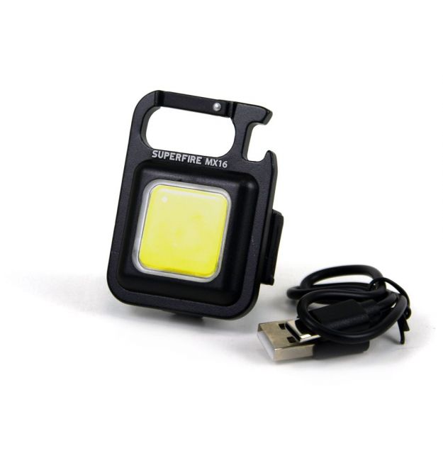 Брелок фонарик SUPERFIRE MX16 с перезарядкой и мощностью 9 Вт