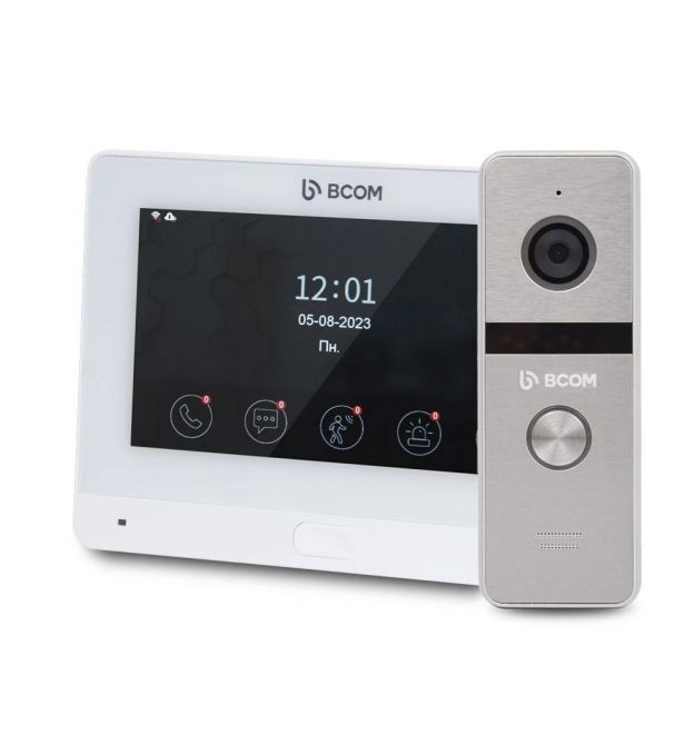 Комплект Wi-Fi видеодомофона 7" BCOM BD-760FHD/T White с поддержкой Tuya Smart + BT-400FHD Silver Комплект Wi-Fi видеодомофона 7" BCOM BD-760FHD/T White с поддержкой Tuya Smart + BT-400FHD Silver