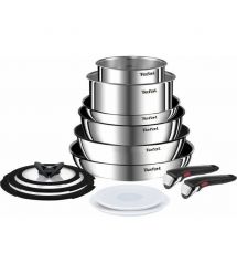 Tefal Набор посуды Ingenio Emotion, 13 пр., нержавеющая сталь, стекло, пластик, бакелит, серебристый