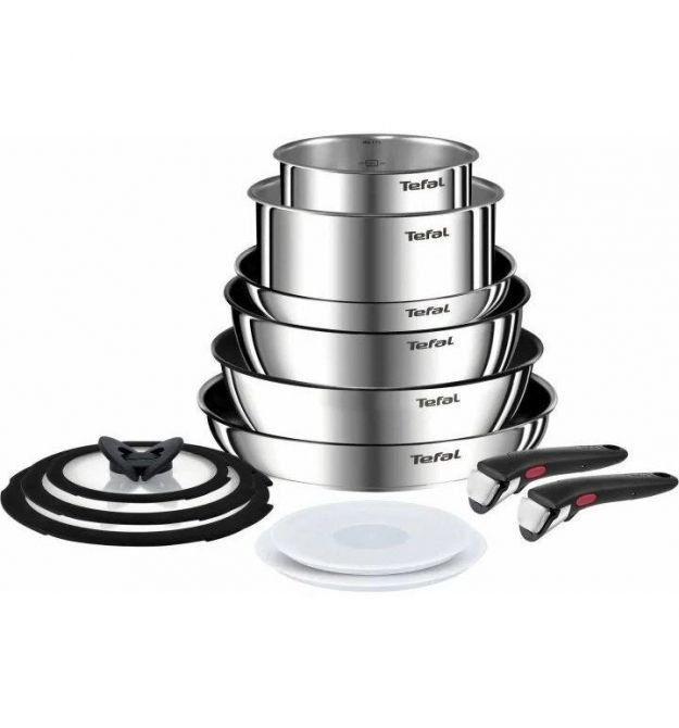 Tefal Набор посуды Ingenio Emotion, 13 пр., нержавеющая сталь, стекло, пластик, бакелит, серебристый