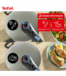 Tefal Скороварка Secure Trendy, 4л, с паровой корзинкой, нержавеющая сталь, пластик