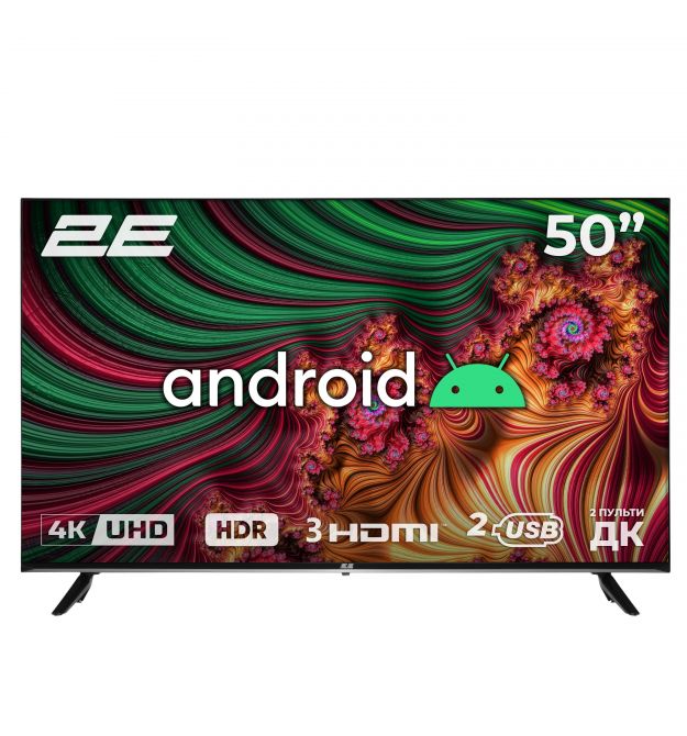 2E Телевизор 50" LED 4K 60Hz Smart Android Black