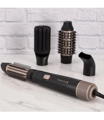 Remington Фен-щетка Blow Dry & Style Caring, 1000Вт, режимов-2, иониз-я, хол. обдув, чехол, керамика, черно-золотой