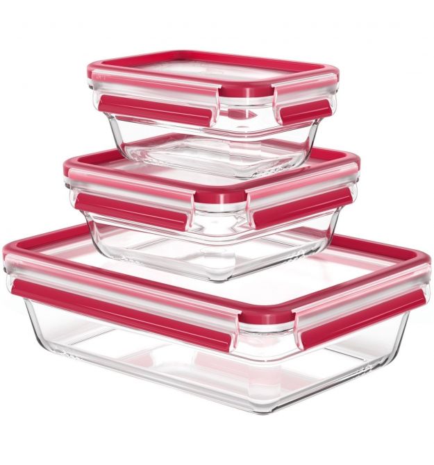 Tefal Набор контейнеров Master Seal, 3шт, жаропрочное стекло, прозрачный