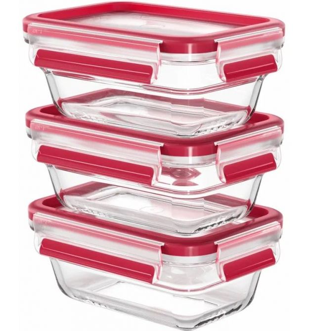 Tefal Набор контейнеров Master Seal, 3 шт., стекло, прозрачный