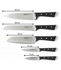 Tefal Набор ножей Ice Force, 5 пр., с деревянной колодкой, нержавеющая сталь, плаcтик, черный