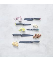 Tefal Набор ножей Fresh Kitchen, деревянная колода, 5шт, нержавеющая сталь, пластик, дерево, черный