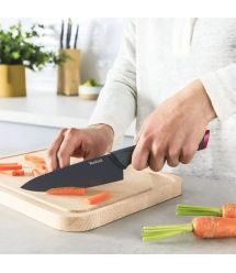 Tefal Набор ножей Fresh Kitchen, деревянная колода, 5шт, нержавеющая сталь, пластик, дерево, черный