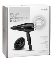 BaByliss Фен, 2200Вт, 2 режими, дифузор, іоніз-я, хол. обдув, чорний