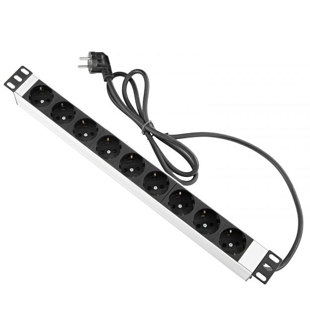 Устройство распределения электропитания MIRSAN 19", 1U, блок 9хShuko, без выкл