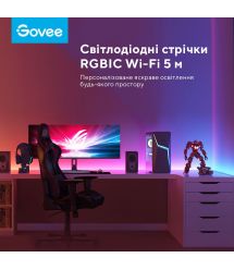 Govee Стрічка світлодіодна розумна H618A RGBIC Basic Wi-Fi + Bluetooth LED Strip Light 5м Білий