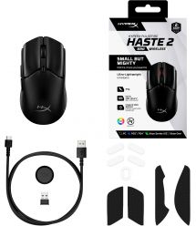HyperX Мышь Pulsefire Haste 2 mini, RGB, USB-A/WL/BT, чорный