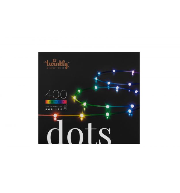 Гирлянда Smart LED Twinkly Dots Lights RGB 400 Gen II, IP44, 20м, кабель прозрачный