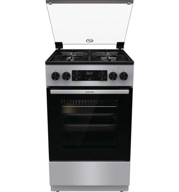 Gorenje Плита комбінована, 70л, 50x60см, дисплей, IconLed, емальовані, сірий