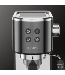 Krups Кофеварка рожковая Virtuoso + 1л, молотая, ручной капучинатор, 15 бар, черный