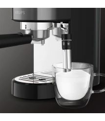 Krups Кофеварка рожковая Virtuoso + 1л, молотая, ручной капучинатор, 15 бар, черный