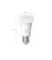 Лампа умная Philips Hue E27, 11W(60Вт), 2200K-6500K, Tunable white, ZigBee, Bluetooth, дымирование