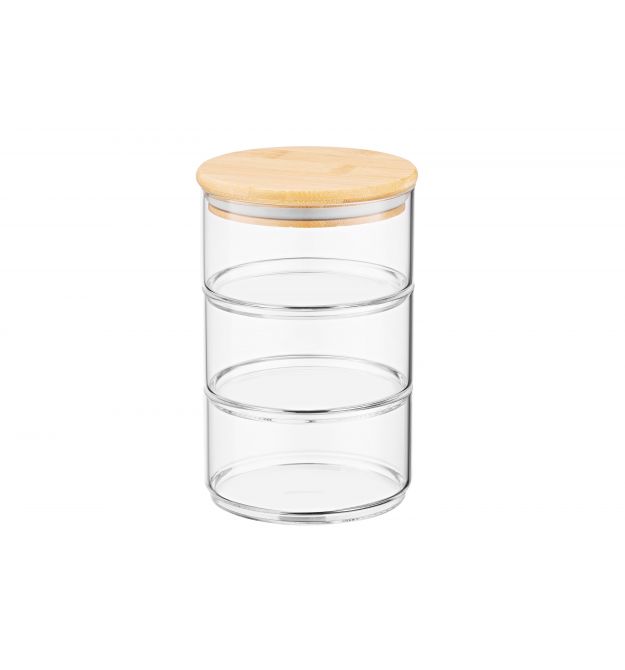 ARDESTO Набор емкостей для хранения Midori, 3 х 400 мл, боросиликатное стекло, бамбук