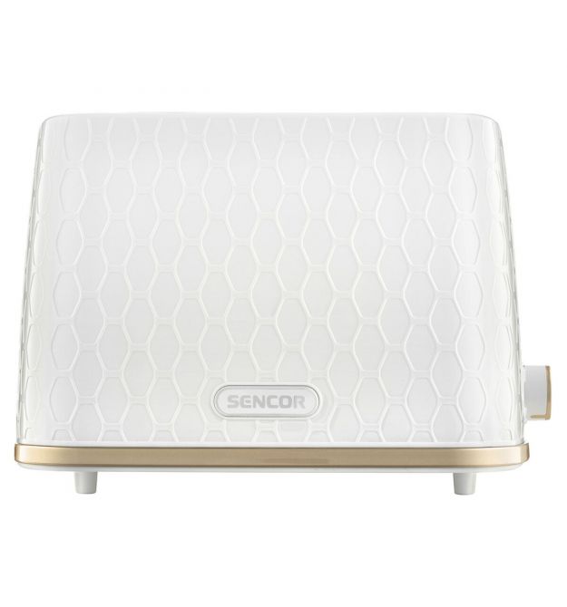 Тостер Sencor 930Вт, підігрів, розморожування, пластик, біло-золотий