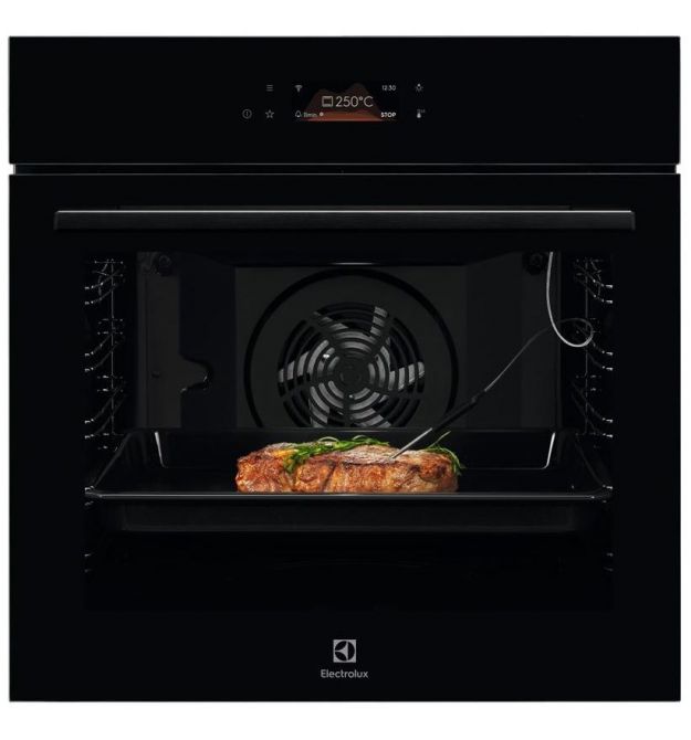 Духовой шкаф электрический Electrolux, 72л, A+, дисплей, конвекция, пиролиз, телескопические направляющие, черный