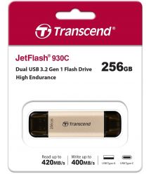 Transcend Накопитель 256GB USB 3.2+Type-C JetFlash 930 Black R420/W400MB/s