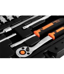 Neo Tools Набор инструмента, Набор торцевых головок, 46шт, 1/4", CrV, кейс