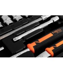 Neo Tools Набор инструмента, Набор торцевых головок, 46шт, 1/4", CrV, кейс