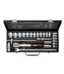 Neo Tools Набор инструмента, Набор торцевых головок, 25шт, 1/2", CrV, металлический кейс