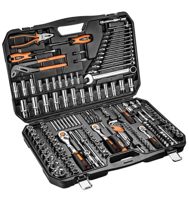 Набор инструмента Neo Tools, 233шт, 1/2", 1/4", 3/8", CrV, кейс
