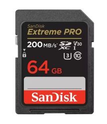 SanDisk Карта памяти SD 64GB C10 UHS-I U3 R200/W90MB/s Extreme Pro V30