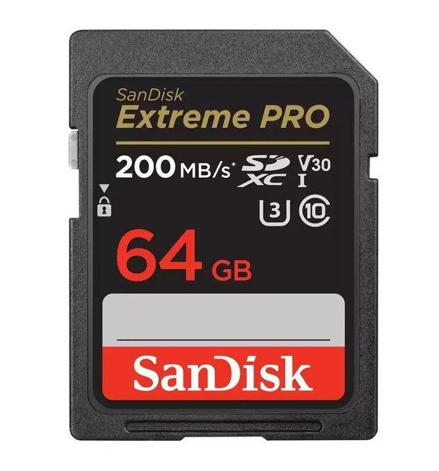 Карта памяти SanDisk SD 64GB C10 UHS-I U3 R200/W90MB/s Extreme Pro V30