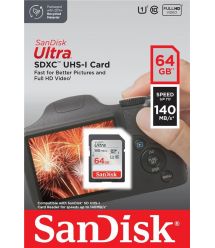 SanDisk Карта памяти SD 64GB C10 UHS-I R140MB/s Ultra