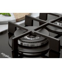 Whirlpool Варочная поверхность газ на стекле, 60см, чугун, конфорка с двойным рядом пламени, черный