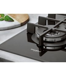 Whirlpool Варочная поверхность газ на стекле, 60см, чугун, конфорка с двойным рядом пламени, черный