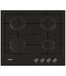 Whirlpool Варочная поверхность газ на стекле, 60см, чугун, турбо-конфорка, черный