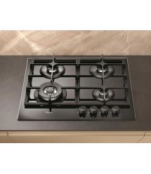 Whirlpool Варочная поверхность газ на стекле, 60см, чугун, конфорка с двойным рядом пламени, черный