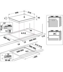 Whirlpool Варочная поверхность газ на стекле, 60см, чугун, конфорка с двойным рядом пламени, черный