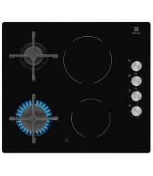 Варильна поверхня комбінована Electrolux (2 газ + 2 склокерам.), 60см, чавун, чорний