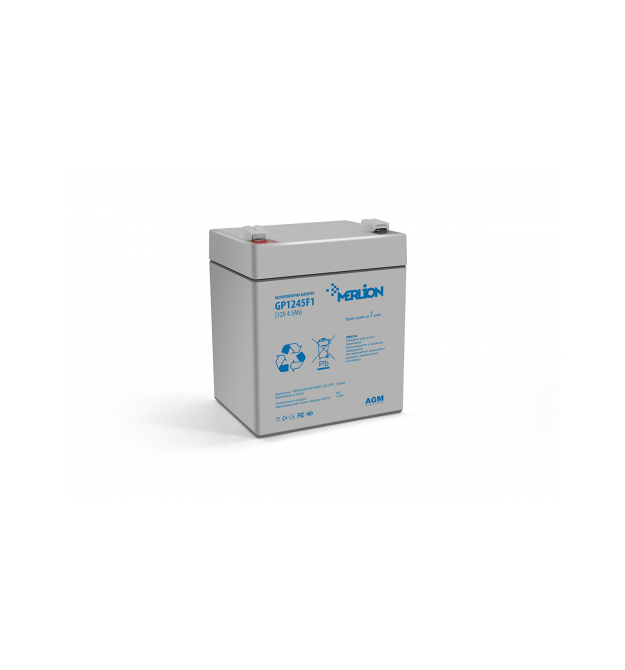 Аккумуляторная батарея MERLION AGM GP1250F1, 12V 5Ah ( 90 х 70 х 101 (106) ) White - Black Q10