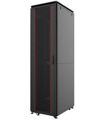 Шафа 19" MIRSAN, 26U, GTV, скляні двері, 600x600 мм, чорна