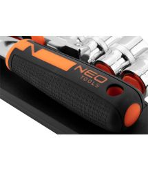Neo Tools Набор торцевых головок, 14шт, 1/4", трещотка 90 зубцов, CrV