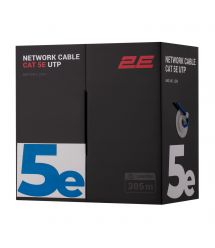 Кабель 2E CAT 5e, U-UTP, 305м, AWG 24/1, LSZH, синій