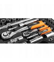 Neo Tools Набор инструмента, Набор торцевых головок, 108шт, 1/2", 1/4", CrV, кейс