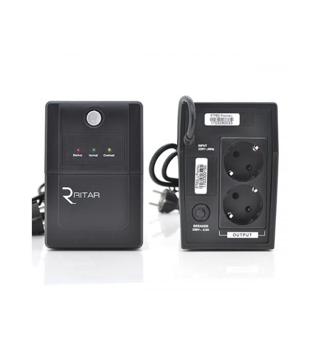 ДБЖ Ritar RTP850 (510W) Proxima-L, LED, AVR, 2st, 2xSCHUKO socket, 1x12V9Ah, plastik Case. NEW!