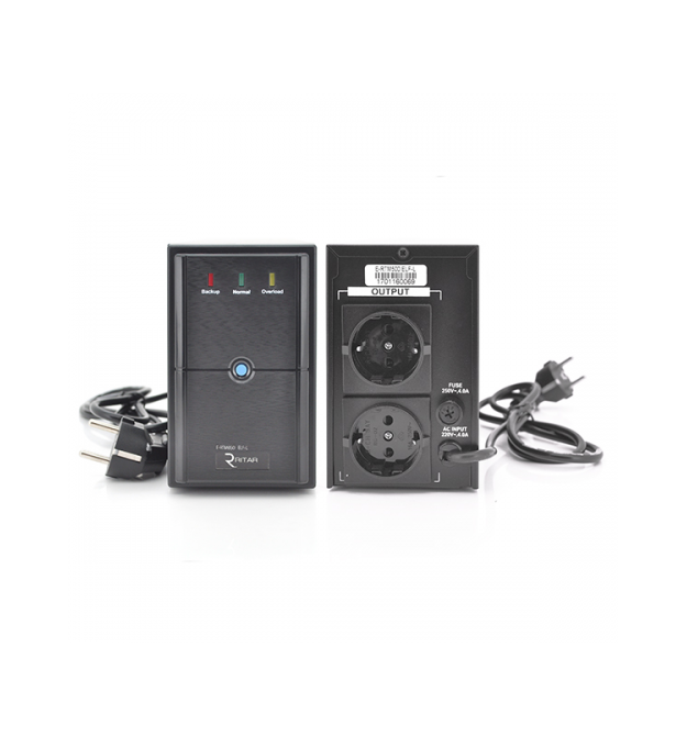 ИБП Ritar E-RTM650 (390W) ELF-L, LED, AVR, 2st, 2xSCHUKO socket, 1x12V7Ah, metal Case Q4 (370*130*210) 4,8 кг (310*85*140)