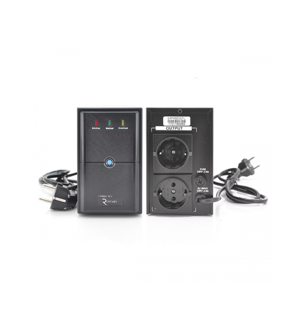 ИБП Ritar E-RTM850 (510W) ELF-L, LED, AVR, 2st, 2xSCHUKO socket, 1x12V9Ah, metal Case Q4 (370*130*210) 5,8кг (310*85*140)