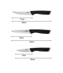 Tefal Набор ножей Essential, 3шт, нержавеющая сталь, пластик, черный